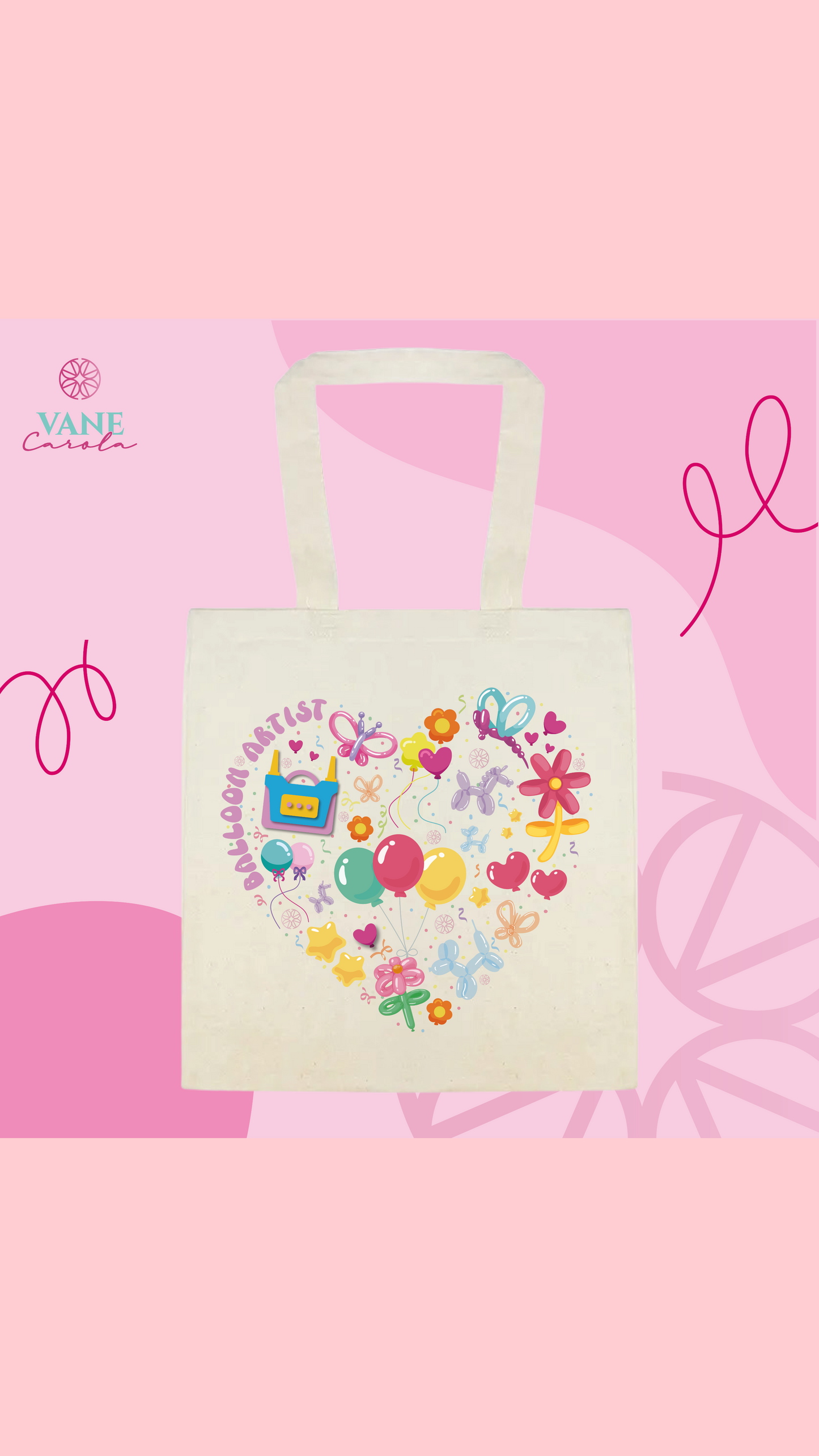 VaneCarola Balloon Dog Artist Style Tote Bag 100% Cotton Canvas Spacious Interior Eco-Friendly Everyday Use 15.5x13.5 Inches