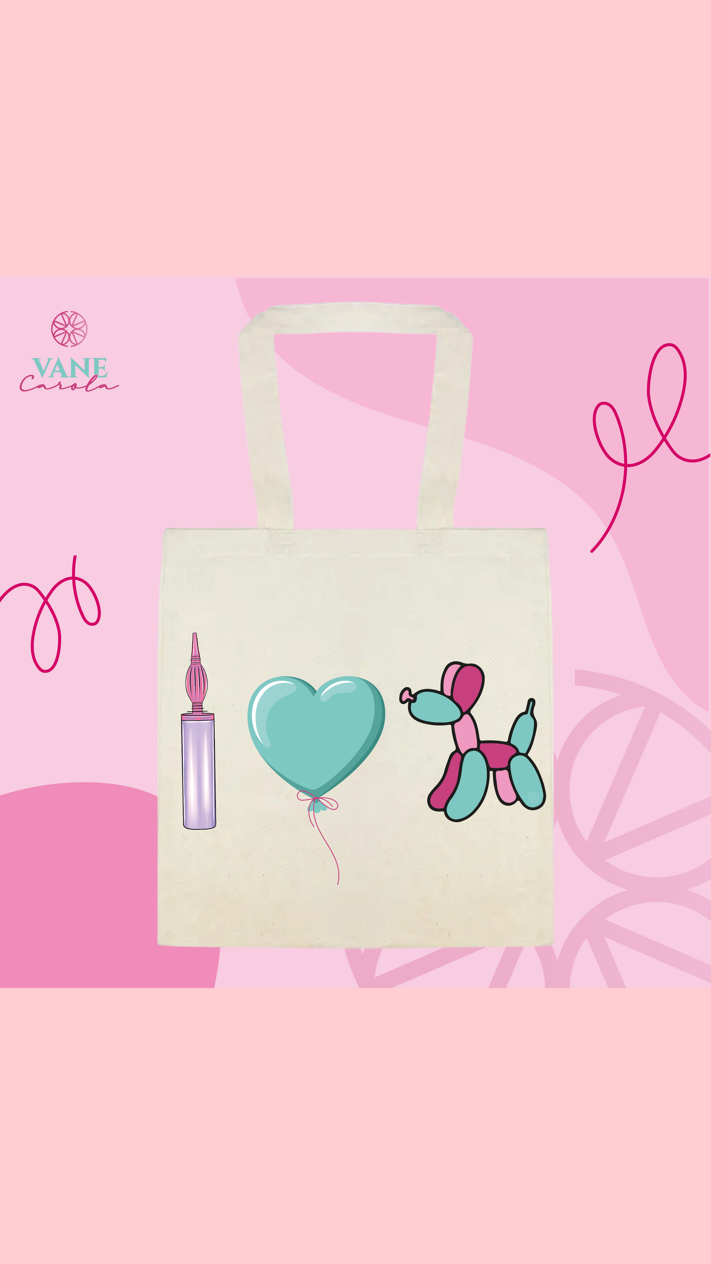 VaneCarola Balloon Dog Artist Style Tote Bag 100% Cotton Canvas Spacious Interior Eco-Friendly Everyday Use 15.5x13.5 Inches