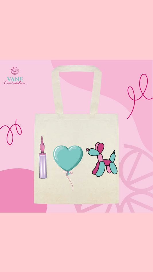 VaneCarola Balloon Dog Artist Style Tote Bag 100% Cotton Canvas Spacious Interior Eco-Friendly Everyday Use 15.5x13.5 Inches