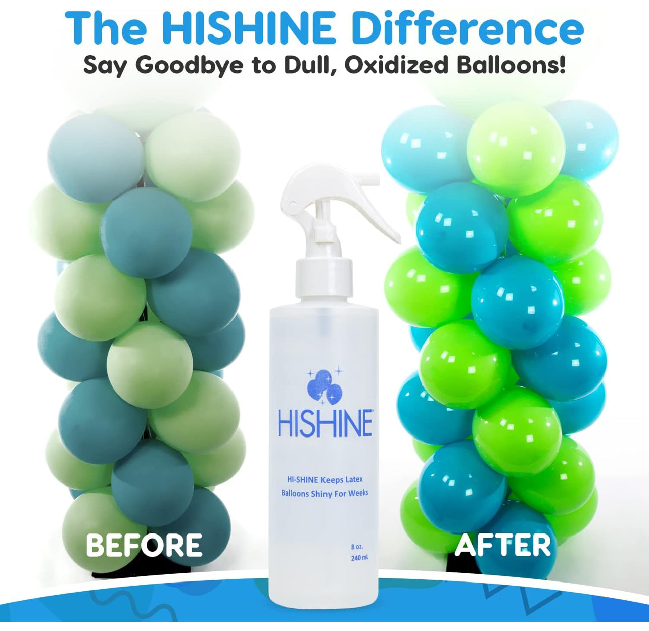 Hi-Shine 8 oz. BOTTLE WITH SPRAYER No Returns Hi Shine Keeps Latex Balloons Shiny For Weddings