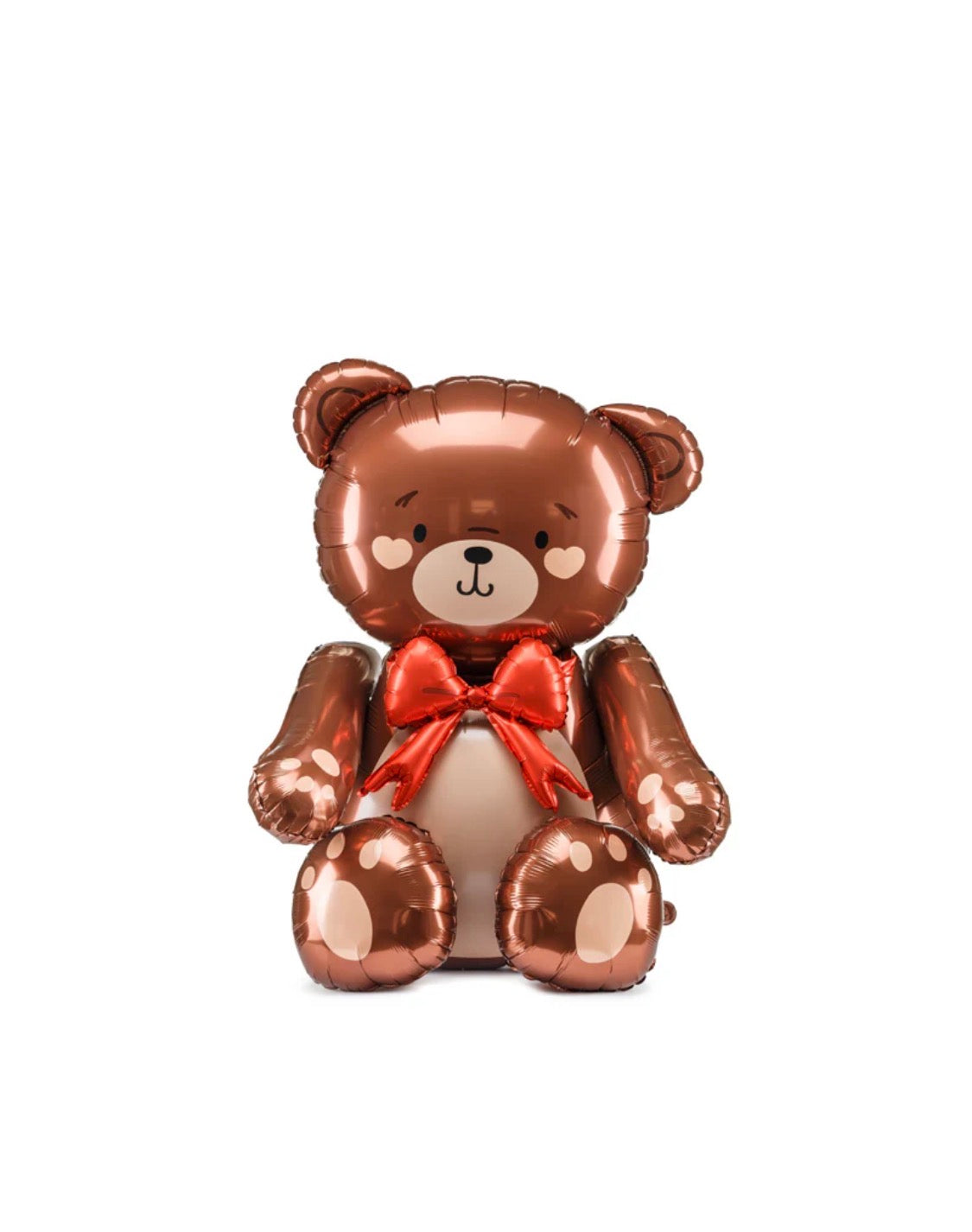 PartyDeco Standing Foil Balloon Teddy Bear with Red Bow Final Sale No Returns Perfect for Parties and Celebrations