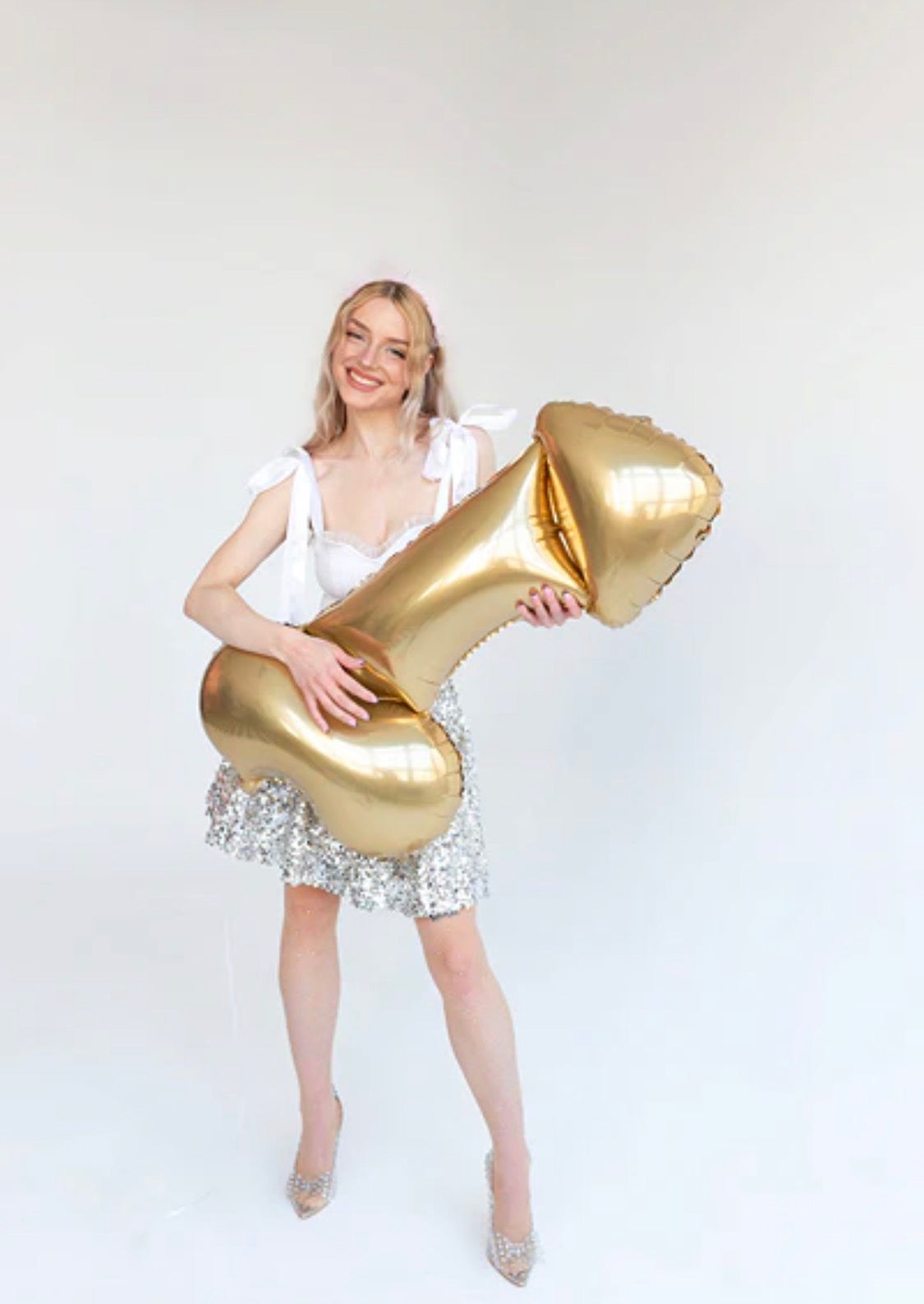Penis Gold Foil Balloon 44 in. PartyDeco USA (Rated R)
