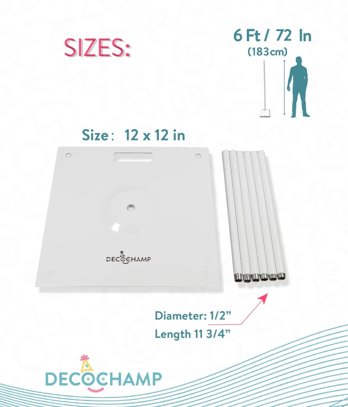 DecoBase 6 Ft - 12 in x 12 in by DecoChamp ( No Returns)