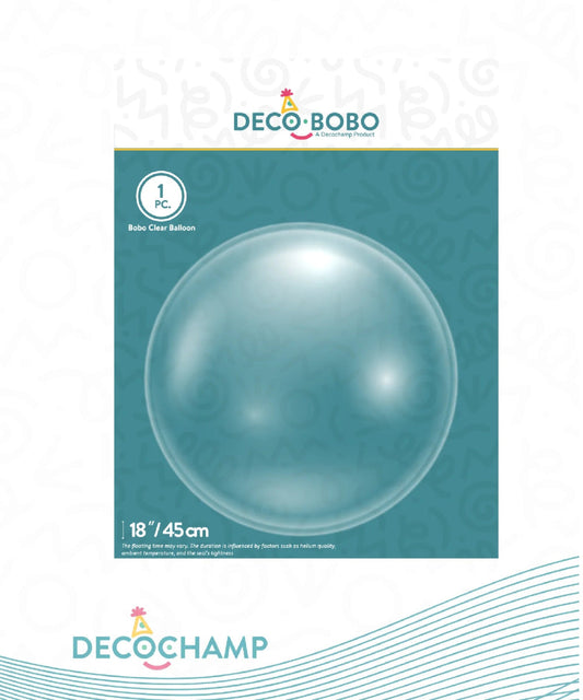 Decobobo DECOCHAMP 18" Clear Bubble Balloon Single Pack 45cm Transparent Party Decorations (No Returns)